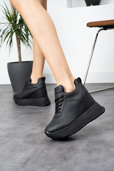 Modanizm Nola Hidden Heeled Black Sneakers