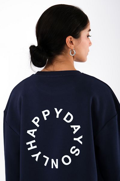 Coredra Happy Days pentru femei - Hanorac cu croiala relaxata bleumarin