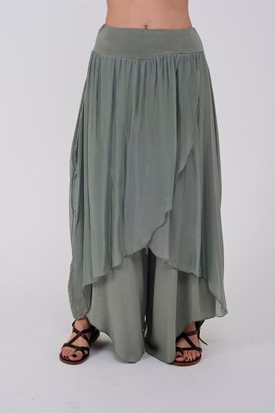 Bohem Stil Pantaloni Shalwar de mătase cu acoperire asimetrică pentru femei