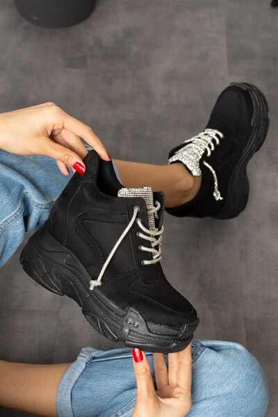 Modanizm Axel Gizli Topuklu Siyah Spor Ayakkabı