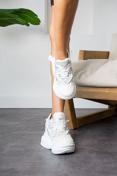 Modanizm White Hidden Heel Sneakers - Sentinus