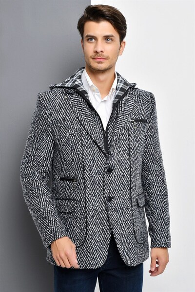 Dewberry K7540 ERKEK KABAN-DESENLİ LACİVERT