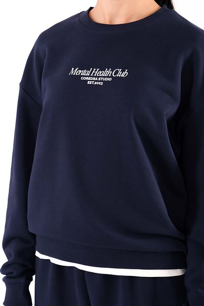 Coredra Mental Health Club Women's Navy Blue Relaxed Fit Sweatshirt