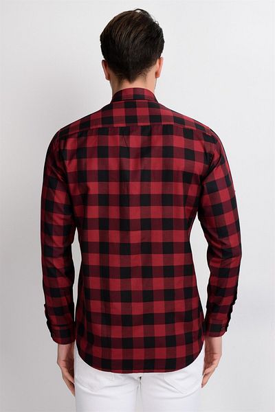 Dewberry G665 Men's Shirt-black-burgundy