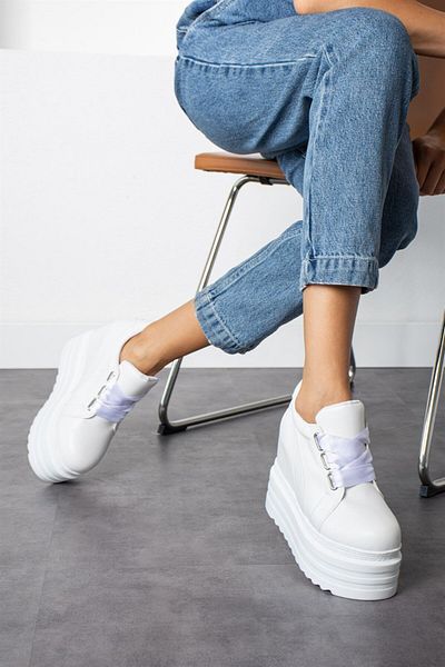 Modanizm Liliveth White Wedge Sneakers