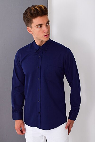 Dewberry G676 Men's Shirt-Dark Blue