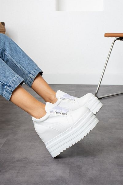 Modanizm Liliveth White Wedge Sneakers