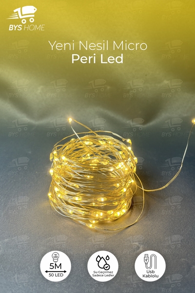 BYSHOME Peri Led Işık 5 Metre Usb Ile Çalışan Çok Amaçlı Dekoratif Aydınlatma