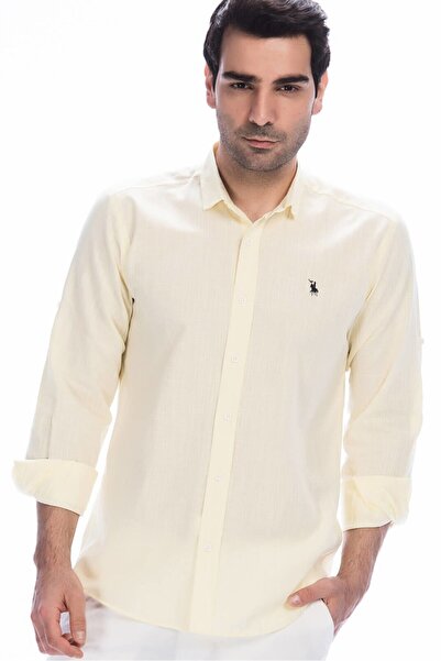 Dewberry G624 Linen Shirt-Yellow