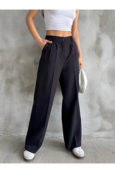 oshebu Negru – Pantaloni Palazzo cu croială oversize