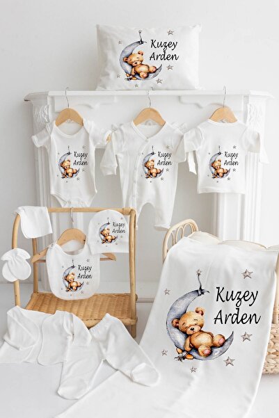 Bebe wini %100 Pamuk Baskılı 11’li Isimli Organik Bebek Hastane Çıkışı