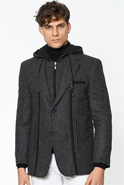 Dewberry K7534 ERKEK KABAN-DESENLİ ANTRASİT