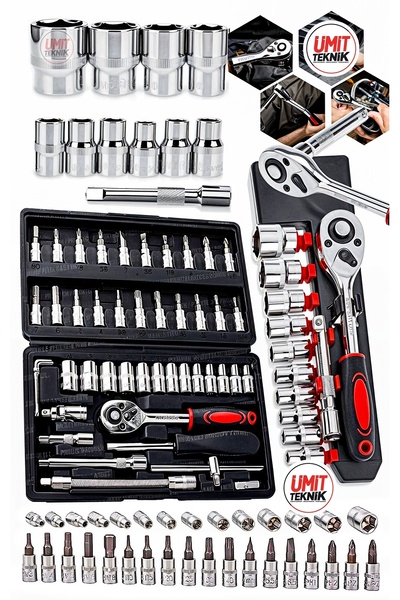PROXTECH Germany 58 Parça 12 Kombin Anahtar Cr-v Max 1/4 Cırcırlı 46 Parça Lokma Takım Set