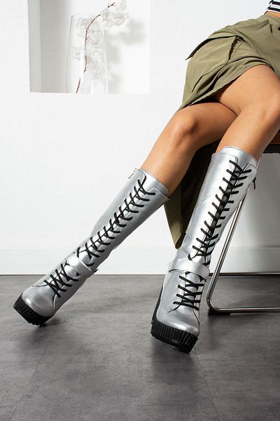 Modanizm Anna Gray Wedge Heeled Boots