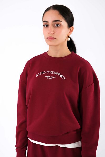 Coredra Women's Burgundy Zero Give Relaxed Fit Sweatshirt
