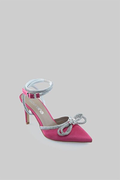 sovrana Ribbon Detailed Satin Heeled Shoes Fuchsia Satin