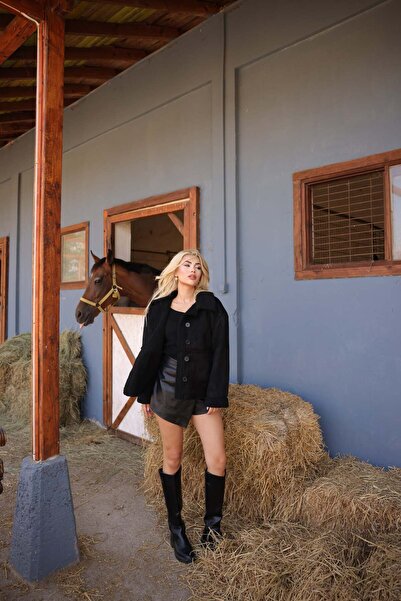 comstar Γυναικείο κοντό παλτό από γούνα σουέτ