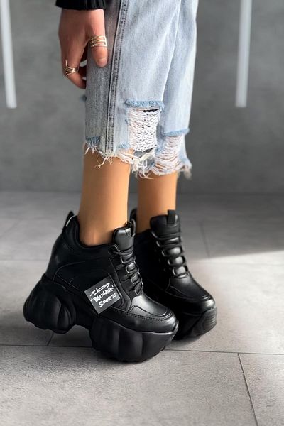 Modanizm Sienna Black Wedge Heeled Sports Shoes