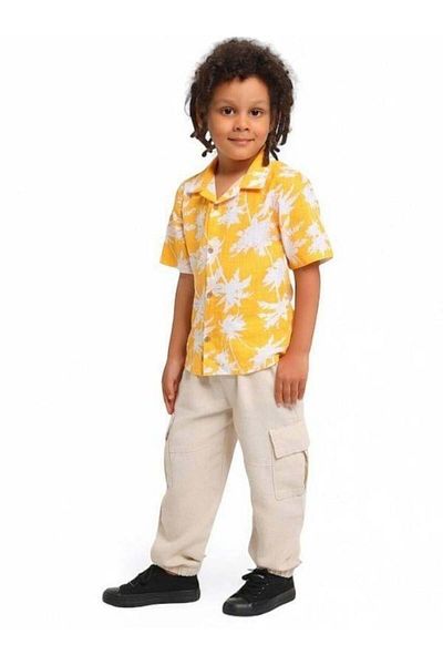 Zekids Pantaloni cargo pentru băiat cu talie de in