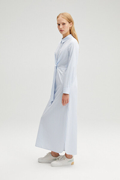 Touché Privé PRUHOVANÉ POPLÍNOVÉ ŠATY S PŘEDNÍM ČÁSTEM MICHŮ