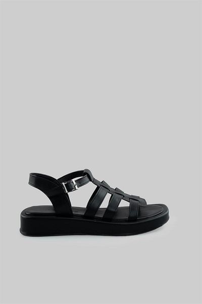 sovrana Stripe Detailed Sandals Black