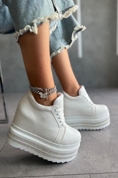 Modanizm Lien White Wedge - Sports Shoes