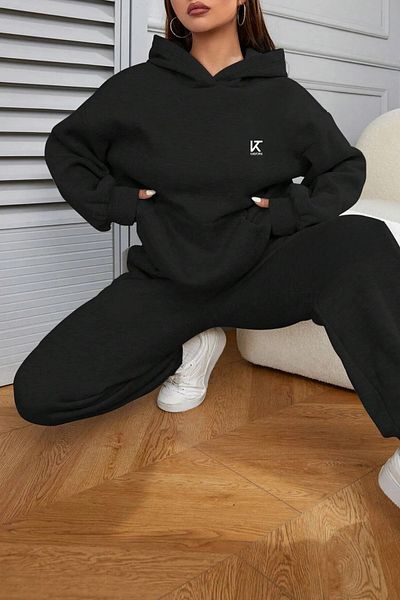 Karatopak Set de trening oversize unisex negru imprimat