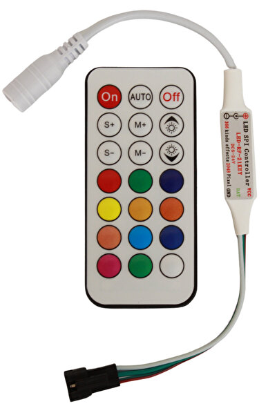 Hazar Led SP104E WS2811-WS2812 ARGB Pixel Led Kontrol Devresi 21 Tuşlu RF Kum...
