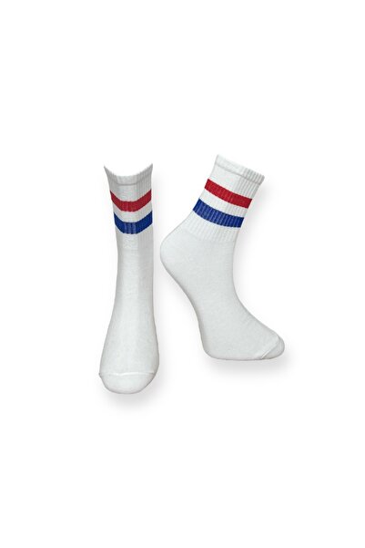 Mevo Tekli Çizgili Unisex Esnek Nem Alabilen Pamuklu Düz Soket Çorap