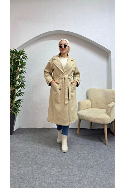 moda zeynaa Düğmeli Kaşe Kaban