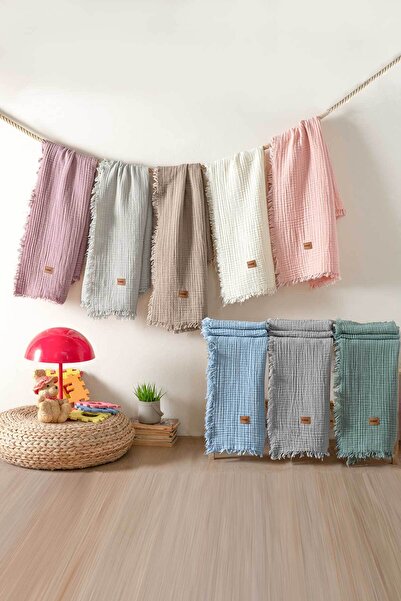Kanz 4 Layer Baby Muslin Blanket - 100% Cotton, 100X120, Dusty Rose