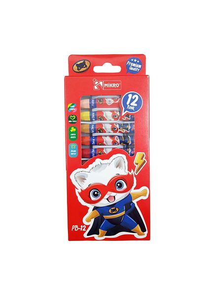 Mikro Crayon 12 Colors (2 Pieces)