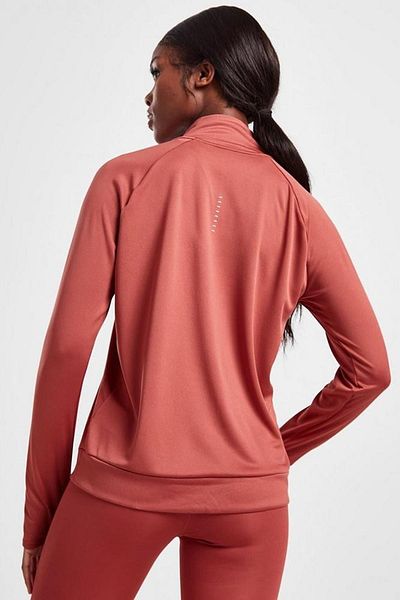 Nike Суитшърт за бягане Dri Fit Big Swoosh с 1/4 цип, цвят тухла