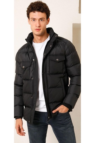 Montolivo معطف أسود مملوء للرجال من مونتوليفو