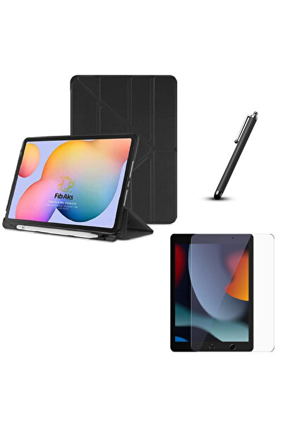 Fibaks İpad 7. 8. 9. Nesil 10.2" Kalem Bölmeli Kılıf Nano Ekran Koruyucu Dokunmatik Kalem