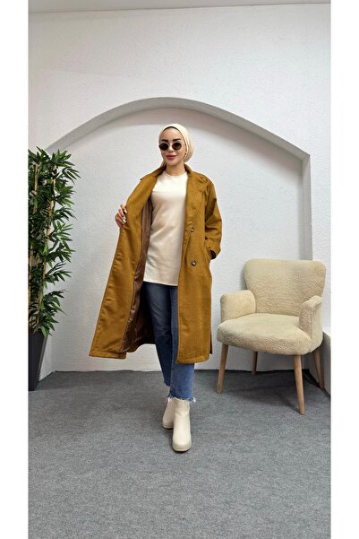 moda zeynaa Düğmeli Kaşe Kaban