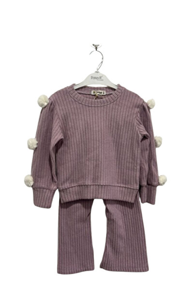 ugurbocegicocukdunyası Παραμοντίλια Παιδικό Σετ κοτλέ Κοριτσίστικα Σετ 2τμχ με Πομπομ 6195