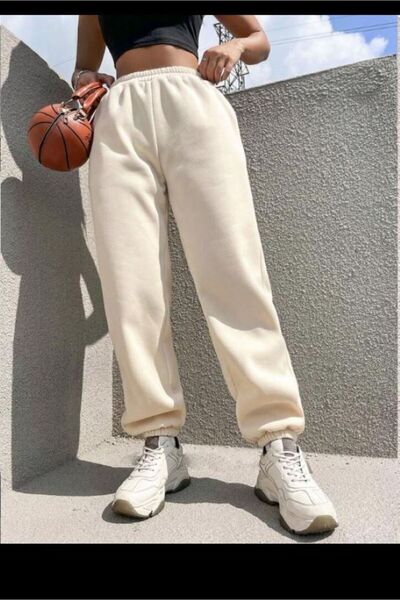 Know Women's Beige Elastic Sweatpants