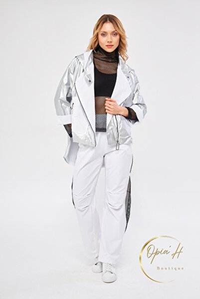 LAMANTE NEON GRİ KAPÜŞONLU TASARIM CEKET