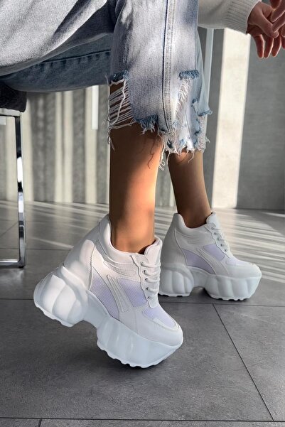 Modanizm Evanora White Wedge Sneakers