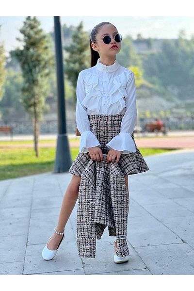 elfanto kıds Girl Cocuk Chanel Stared Suit