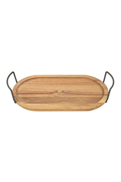 Naturalove صينية أكواب معدنية من أكاسيا - بامبو - 31x18x5 سم