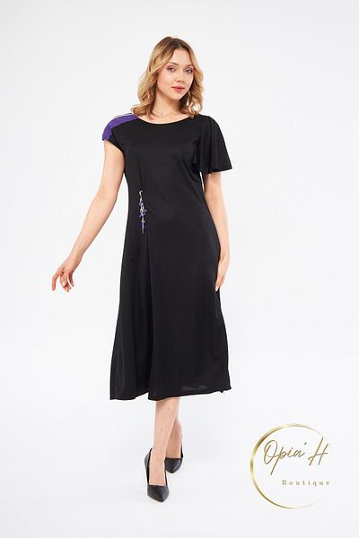 LAMANTE ZIPPER DETAIL BLACK MIDI DRESS