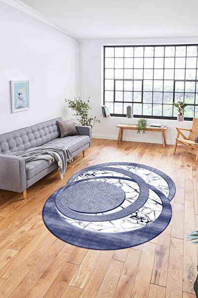 Napoli Home Dijital Lazer Kesim Daire Desen Yıkanabilir Kaymaz Taban Yolluk M...