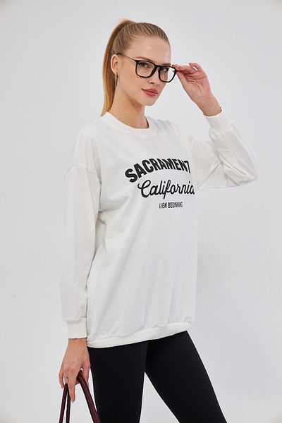 armonika Γυναικείο φούτερ με στάμπα Sacramento σε λευκό χρώμα ARM-25K 001020