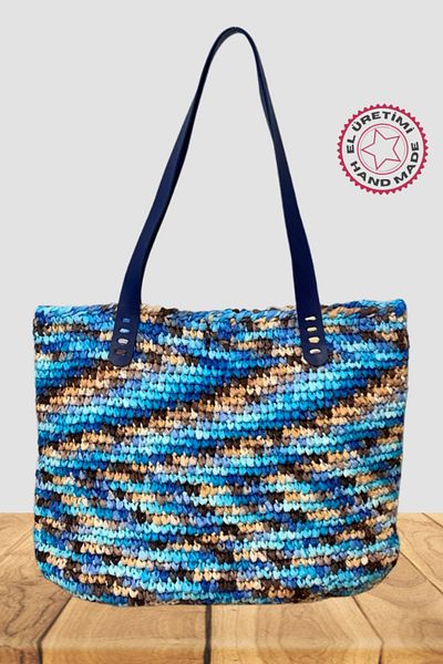 Uretti - Hüsniye 8494 Handmade Raffia Rope Colored Shoulder Bag