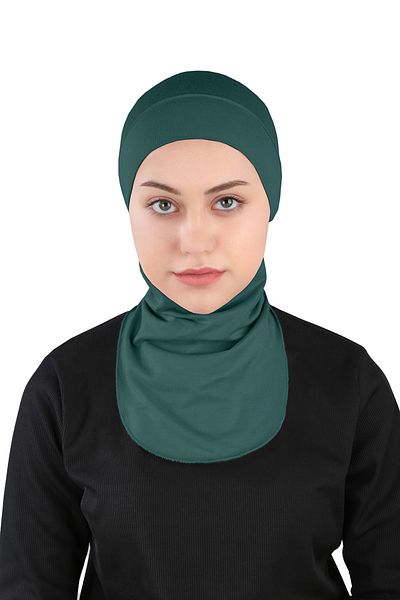 Ecardin Emerald Colored Flexible Ready-Made Sports Bonnet - Small Hijab Neck - St 225