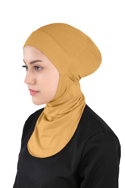 Ecardin Mustard Colored Flexible Small Hijab Sports Bonnet - St 225