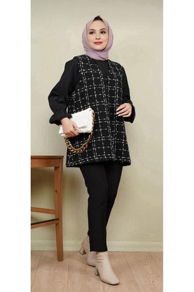 CNG MODA Women's Dotted Tweed Sweater Black