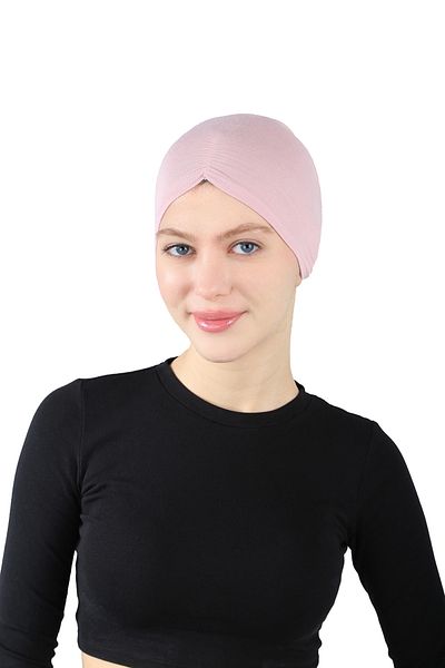 Ecardin Comfortable Powder Color Pleated Snap Bonnet - St 256